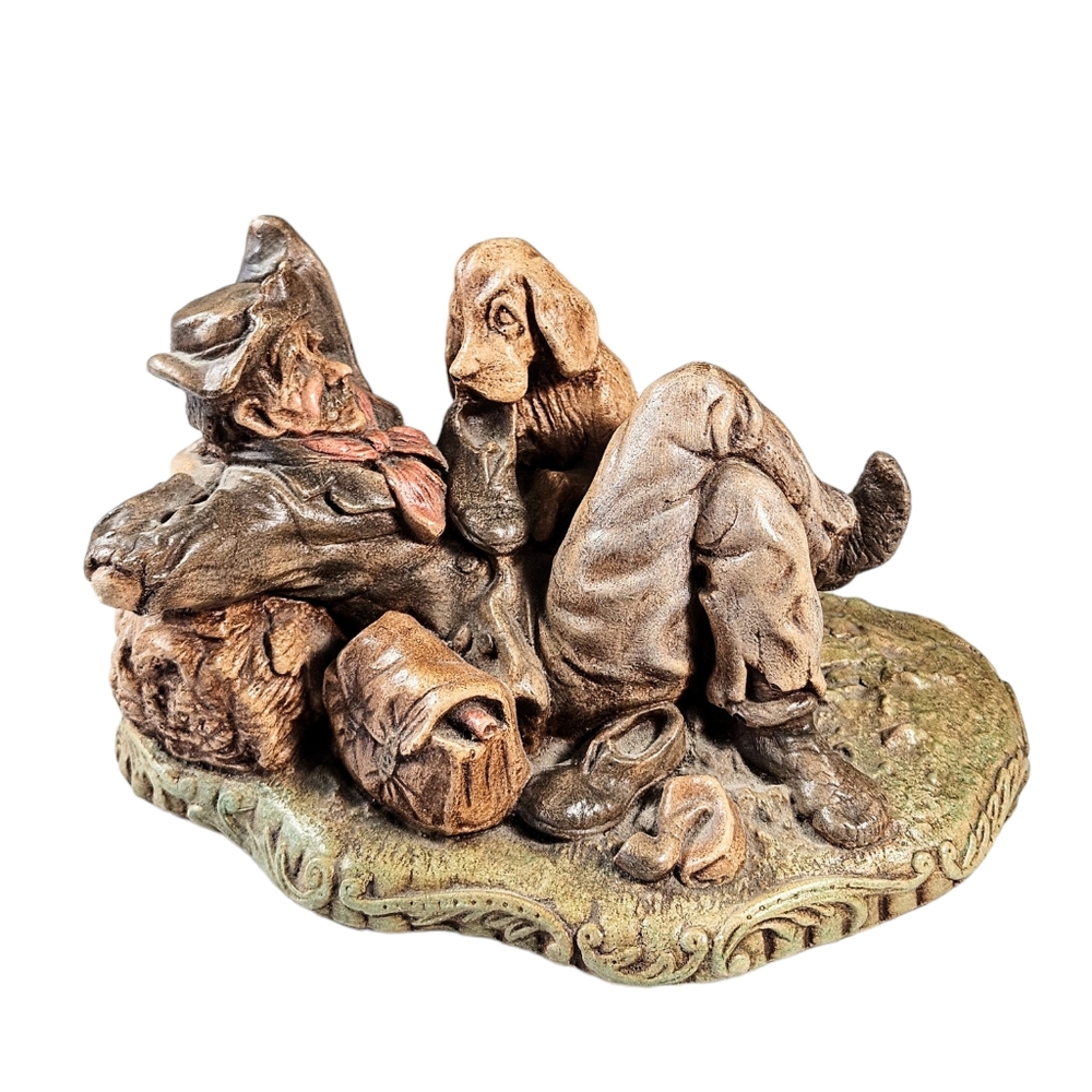 Vintage 1930s-1950s Naturecraft Made In England Stoneware Figurine Lazy Life